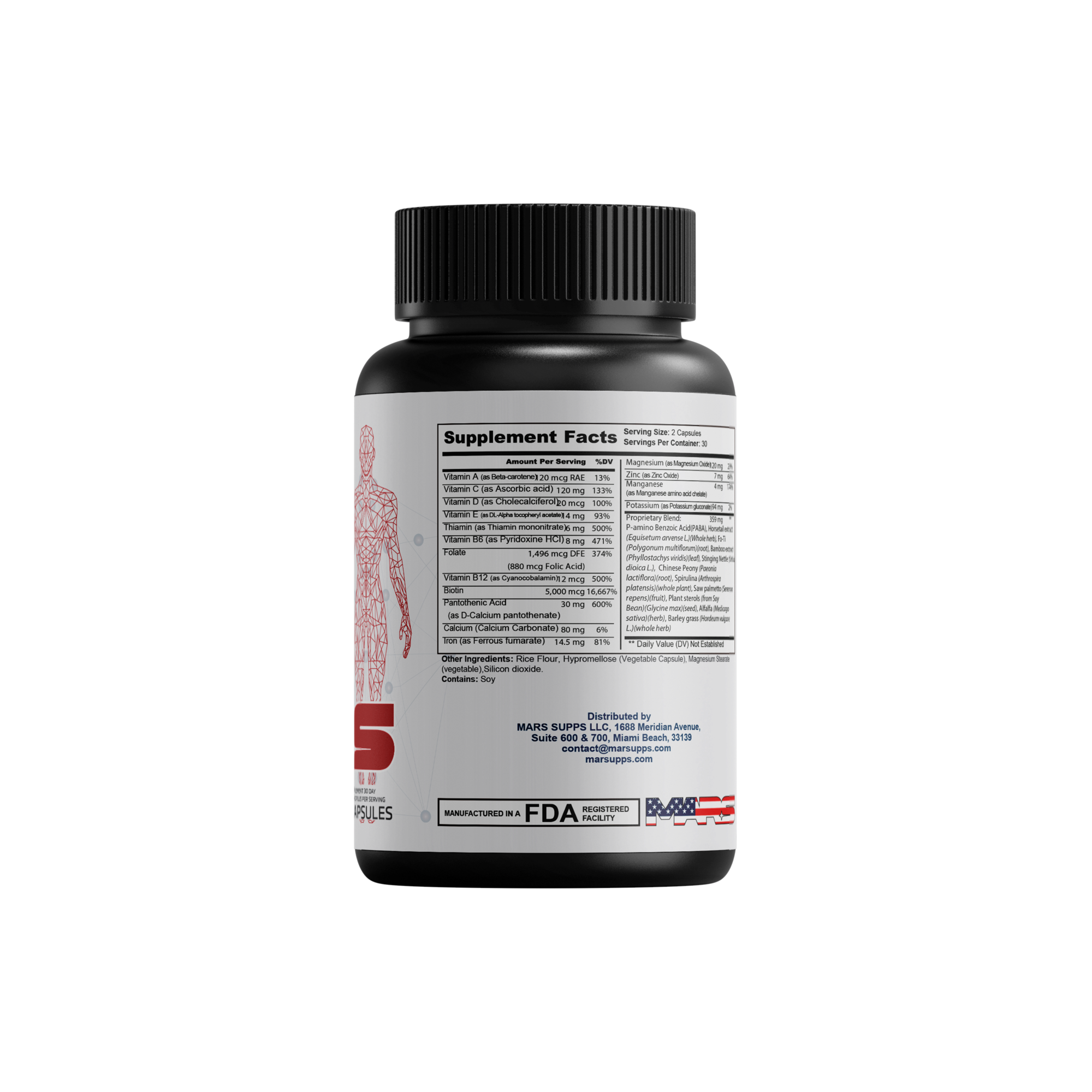 Keratos hair, skin & nail capsules, back label view