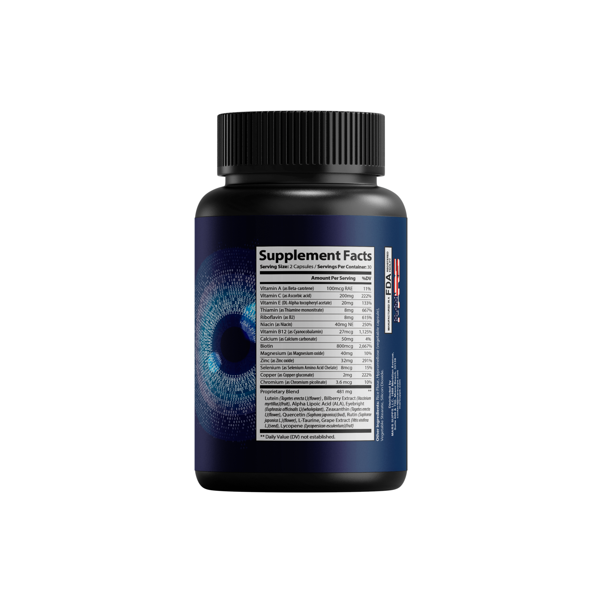 Mars Supps Eye On capsules, back label view