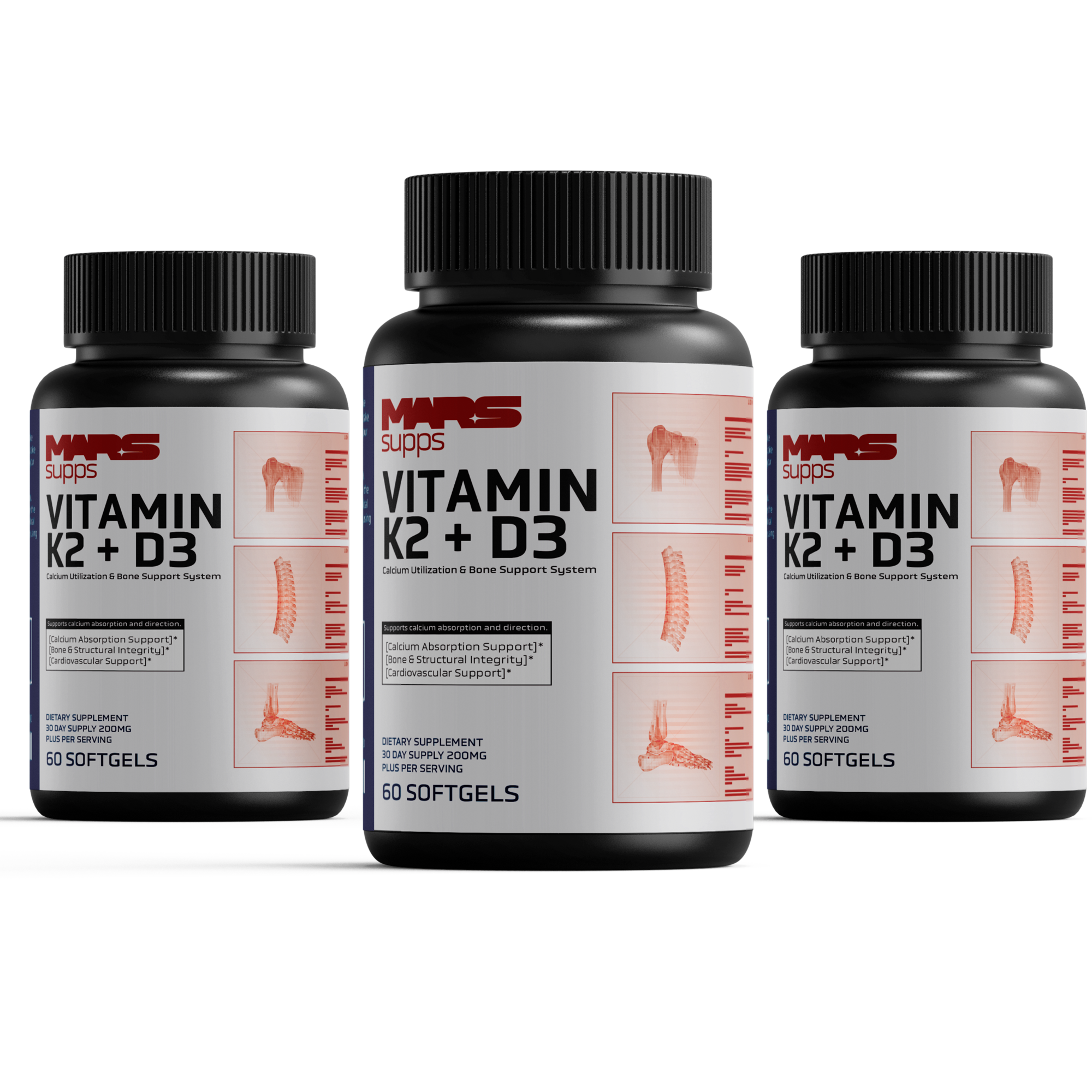 Mars Supps Vitamin K2 + D3 capsules, back label view