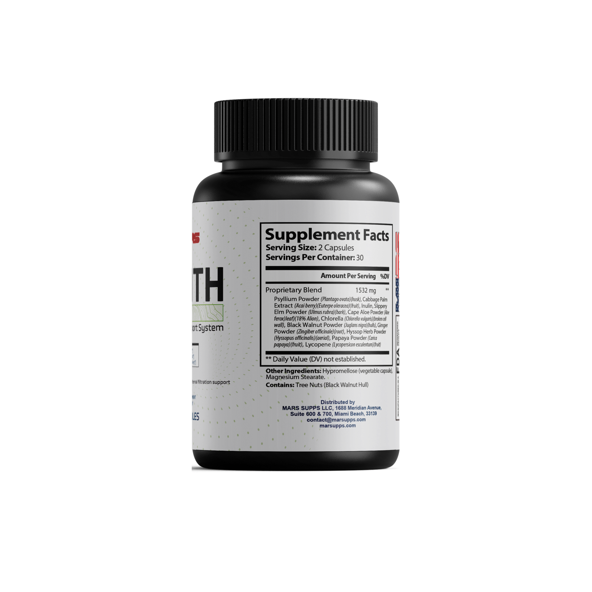 Mars Supps Golith capsules, back label view
