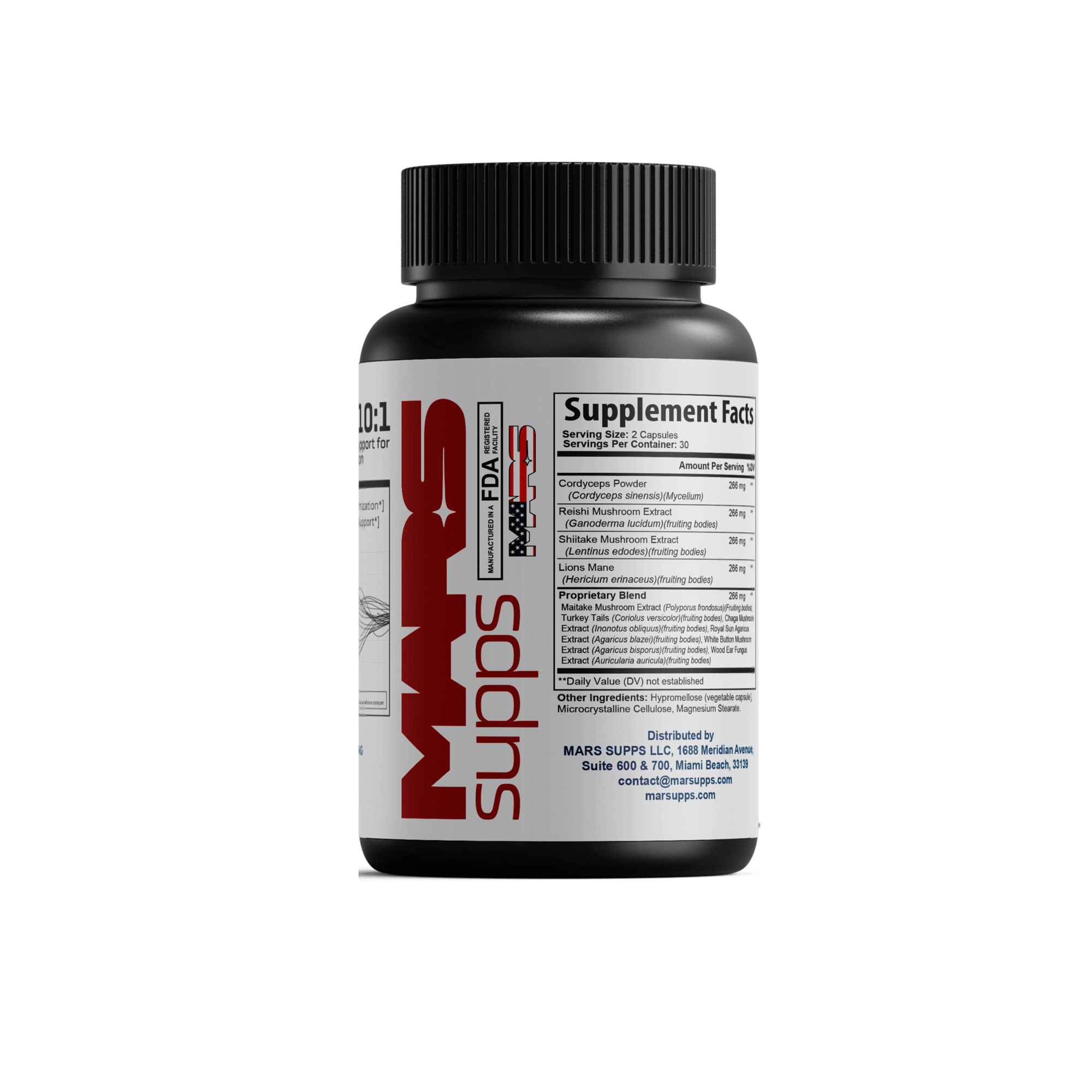 Mushroom 10:1 capsules, angled view