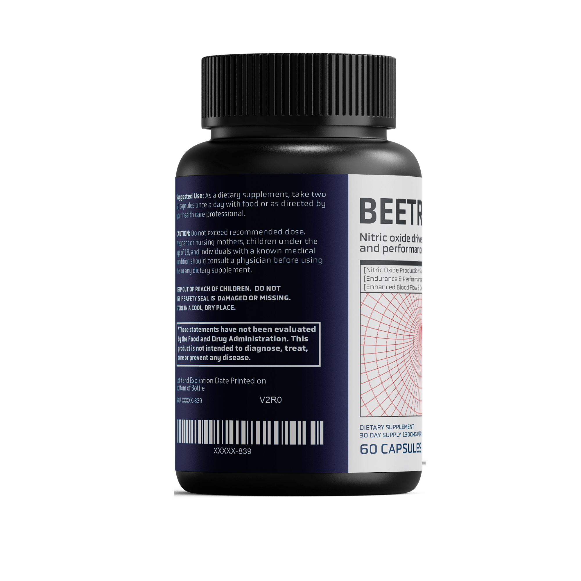 Mars Supps Beetroot capsules, angled view