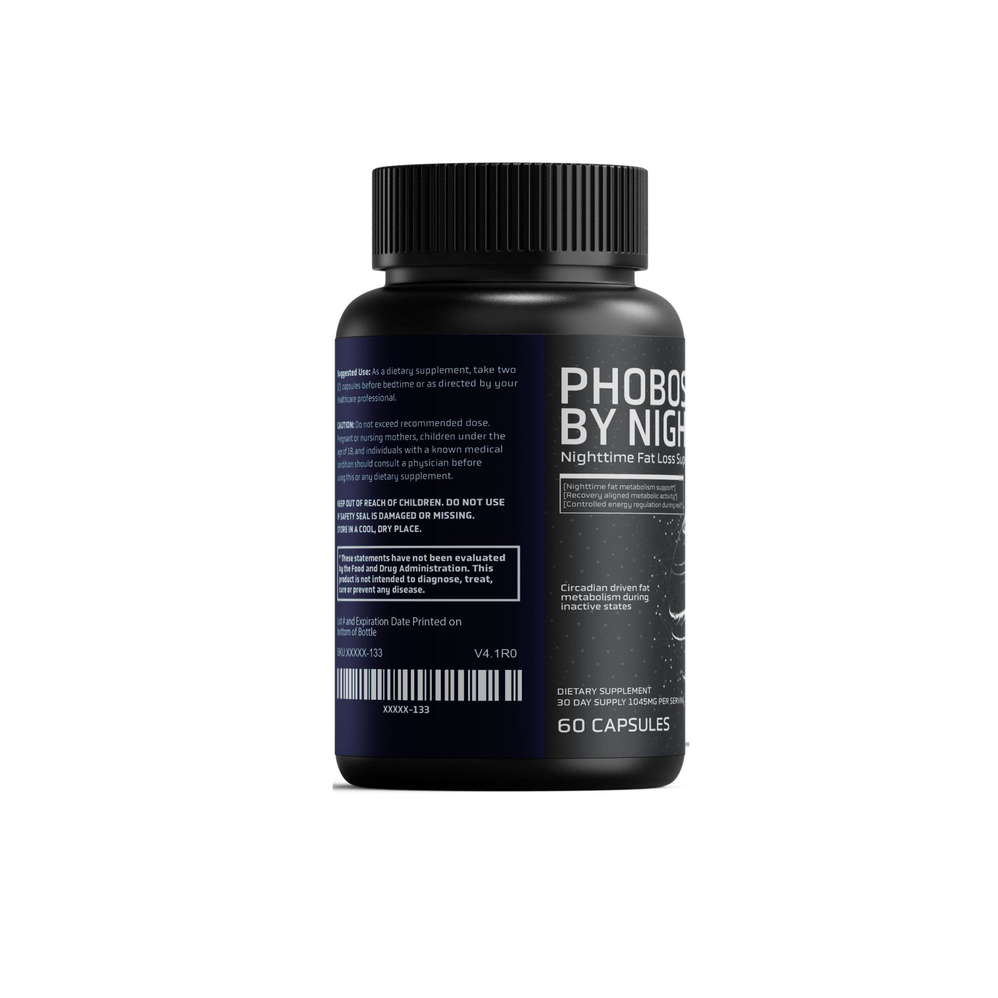 Phobos By Night capsules, back label view