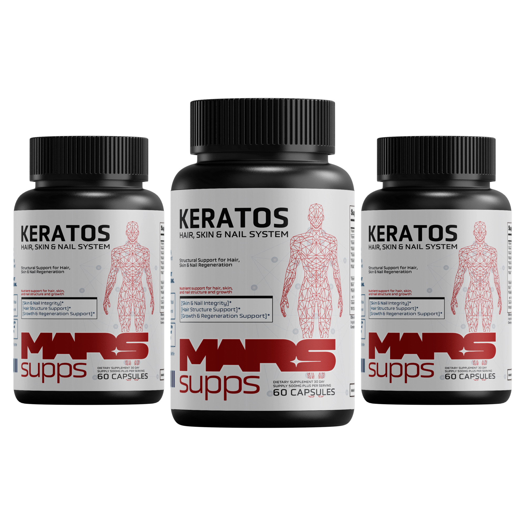 Keratos hair, skin & nail capsules, side view