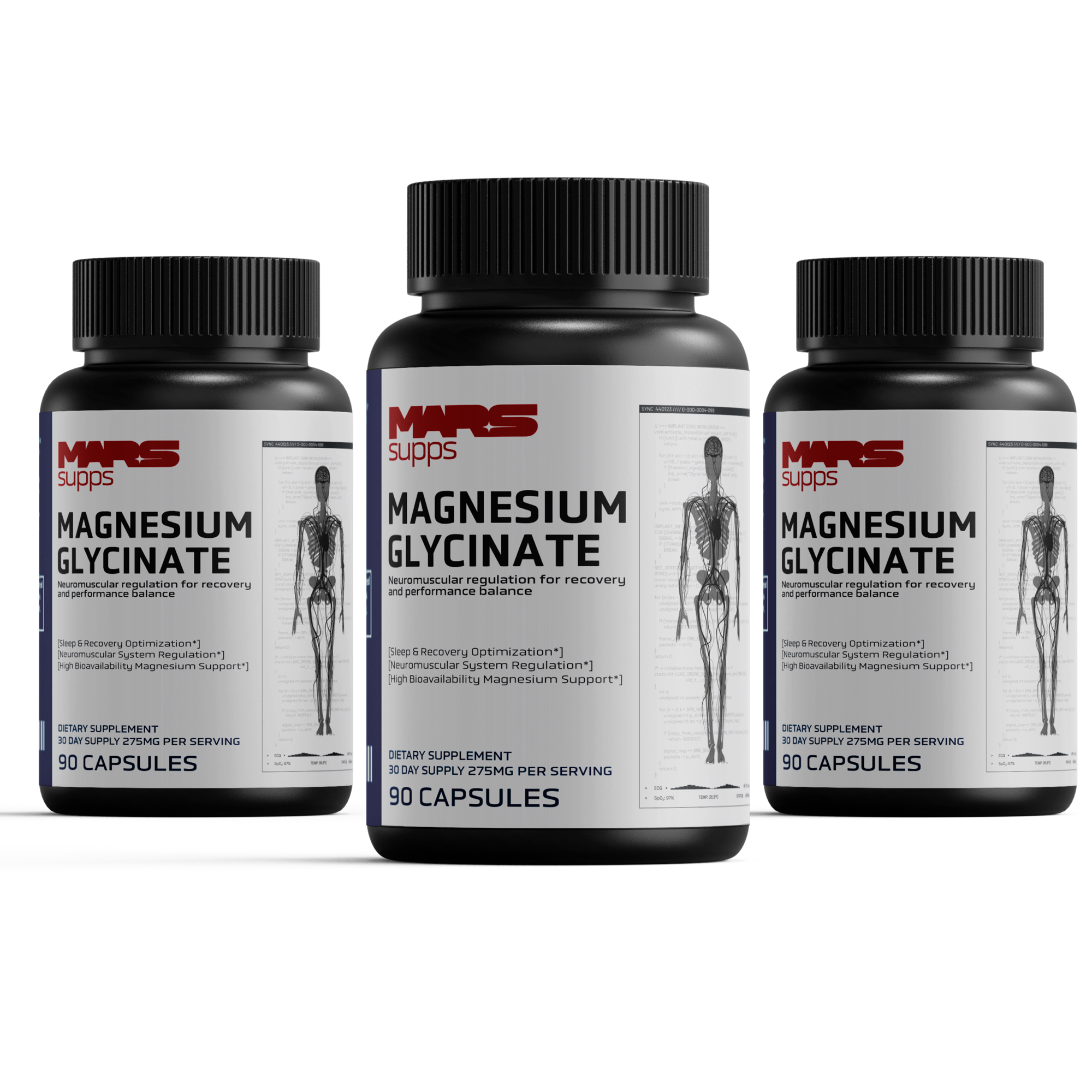 Magnesium Glycinate capsules, side view