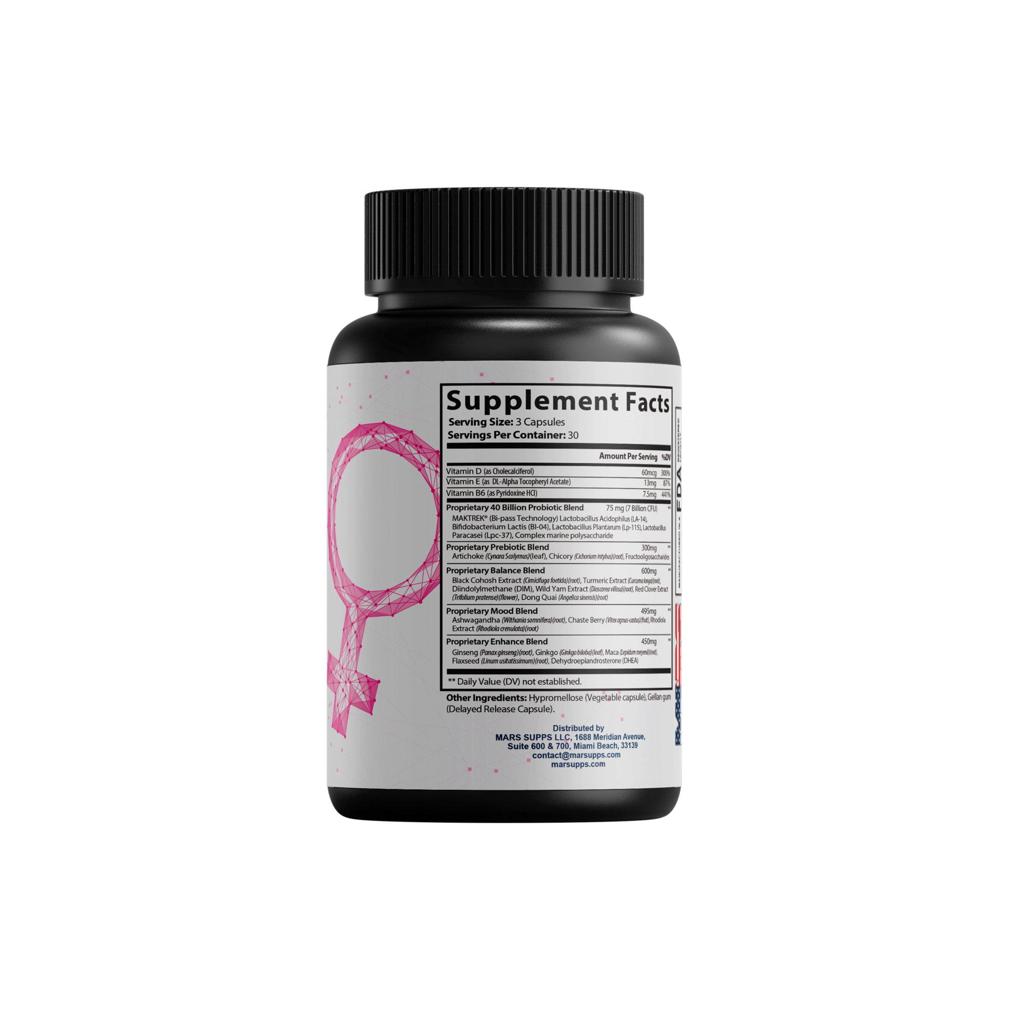 Mars Supps Era capsules, back label view