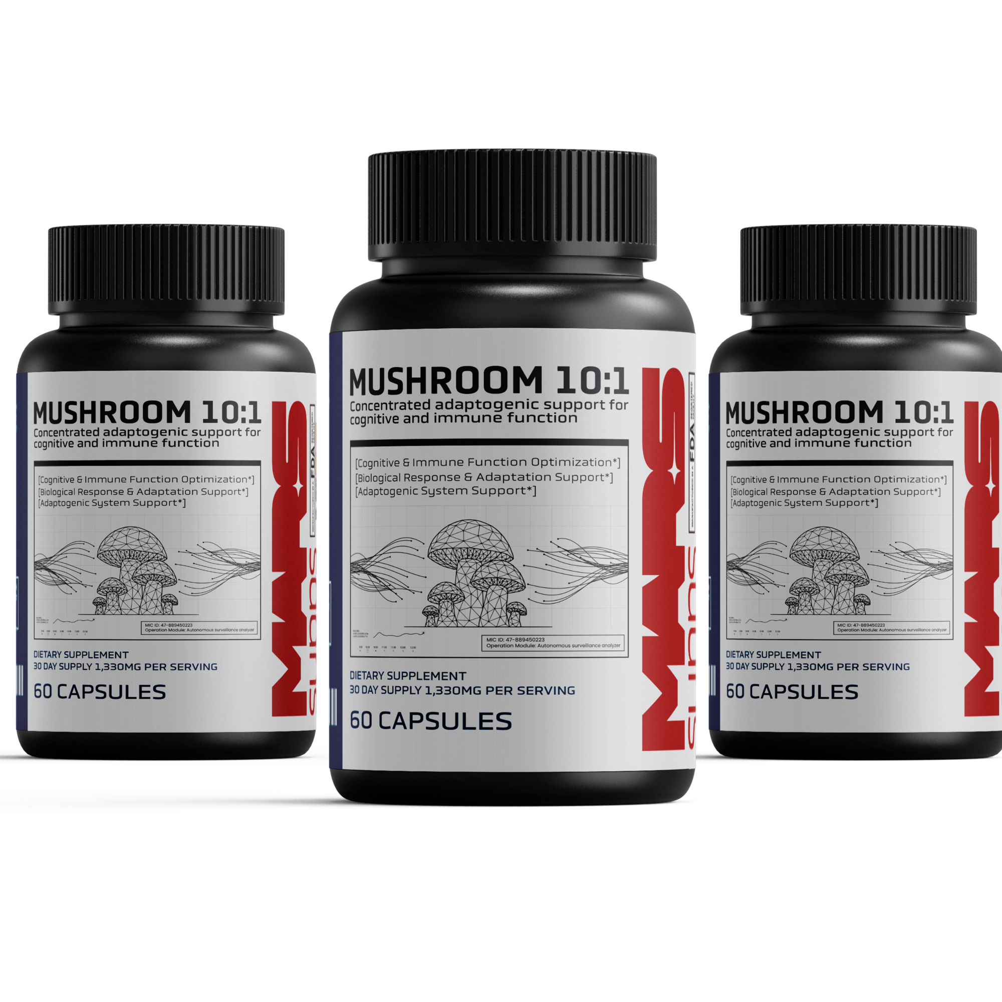Mushroom 10:1 capsules, side view