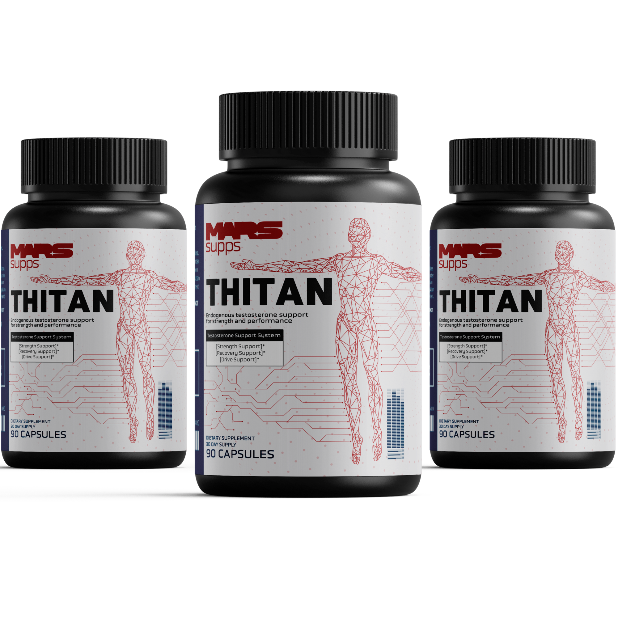 Thitan testosterone support capsules, side view