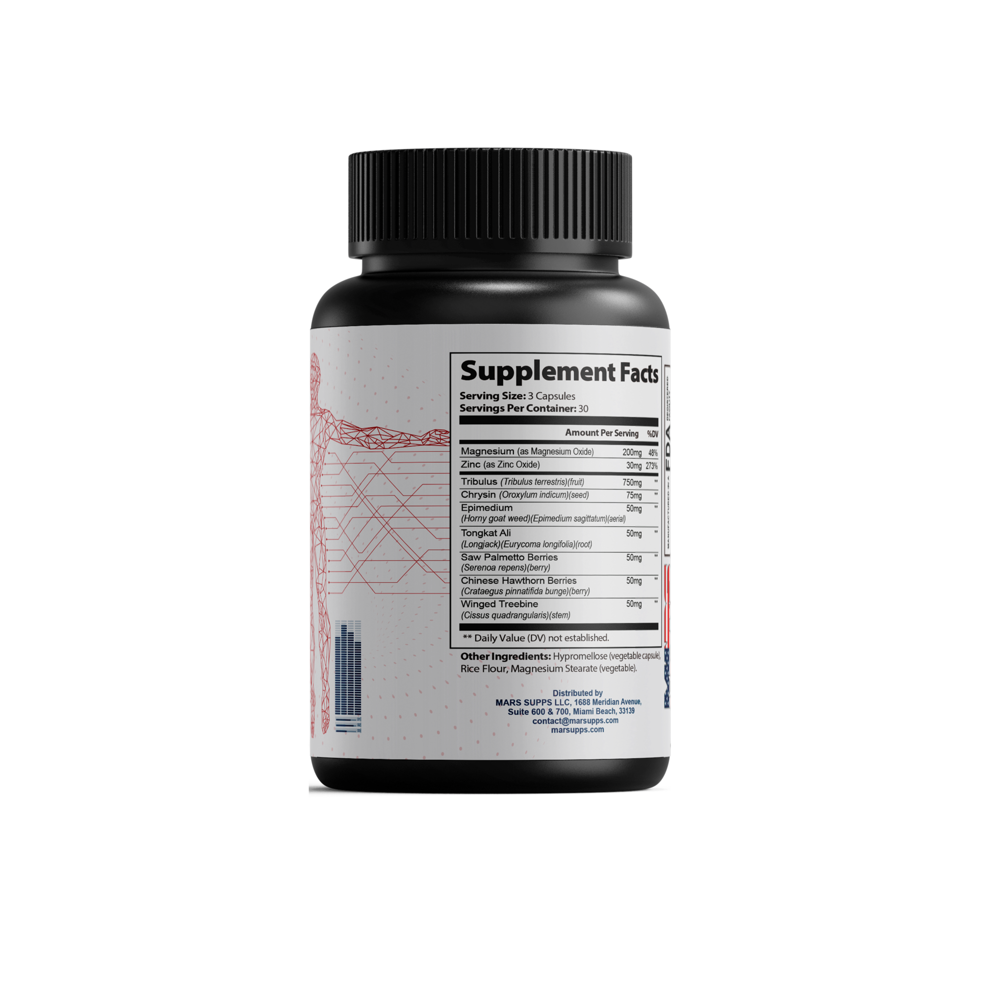 Thitan testosterone support capsules, back label view