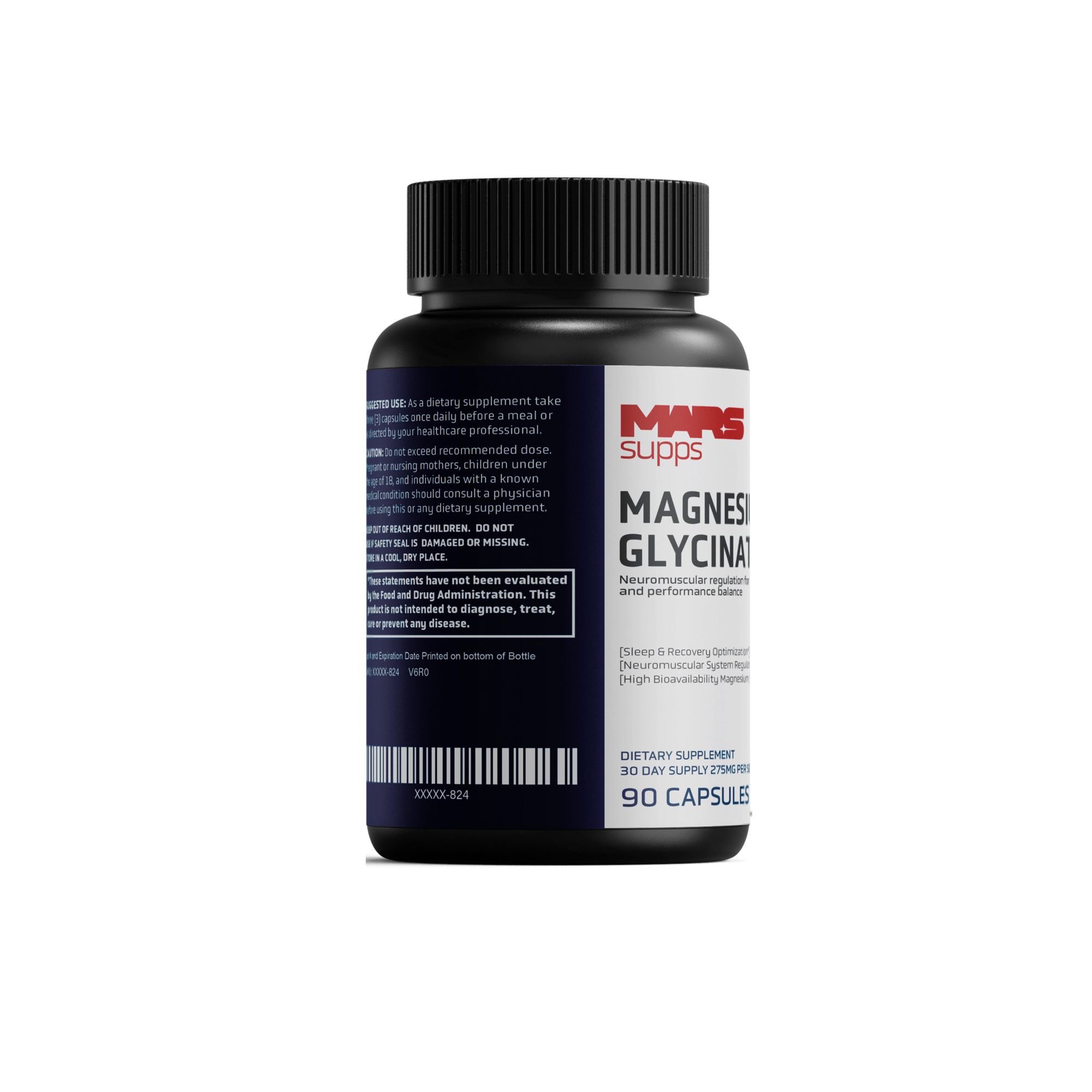 Magnesium Glycinate capsules, back label view