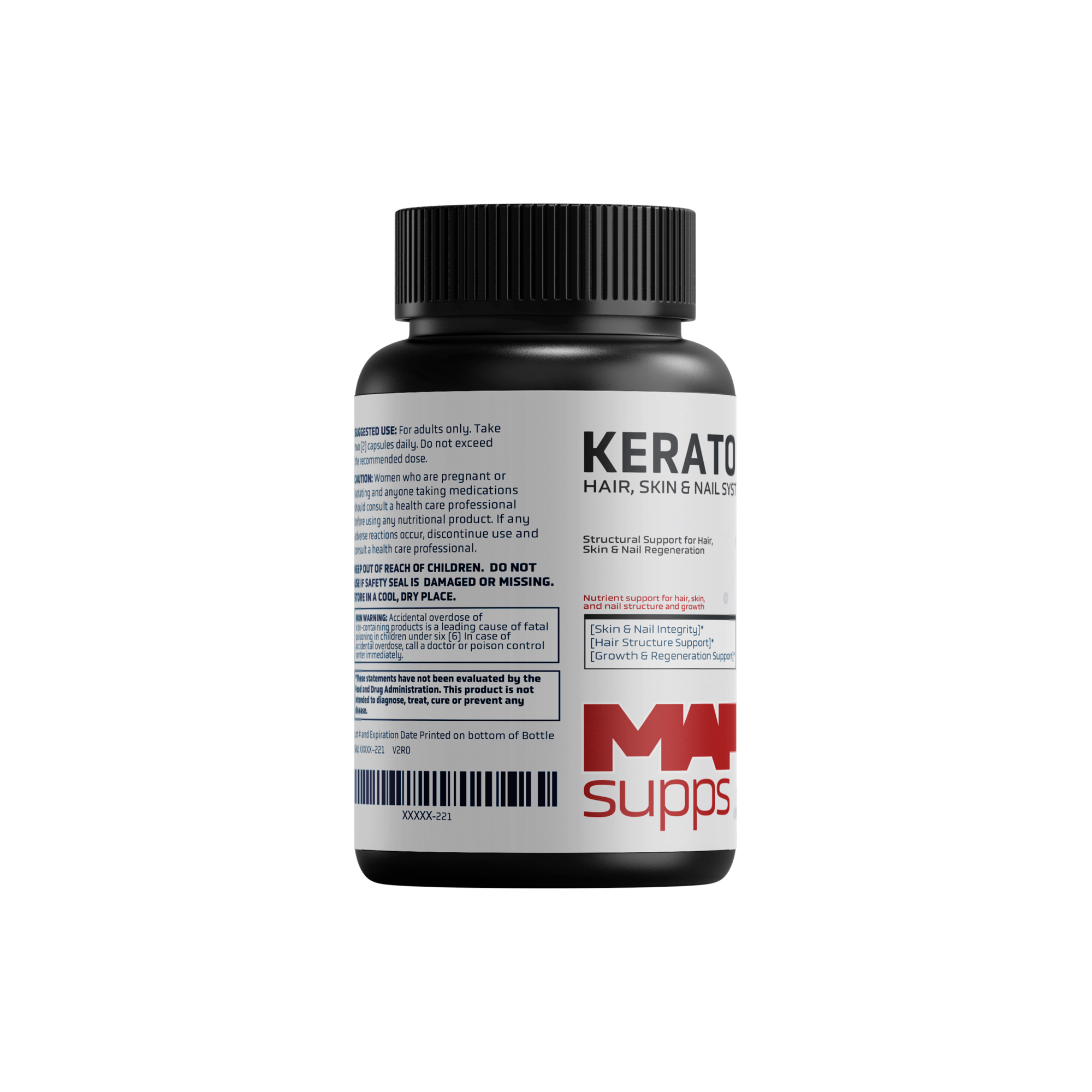 Keratos hair, skin & nail capsules, angled view