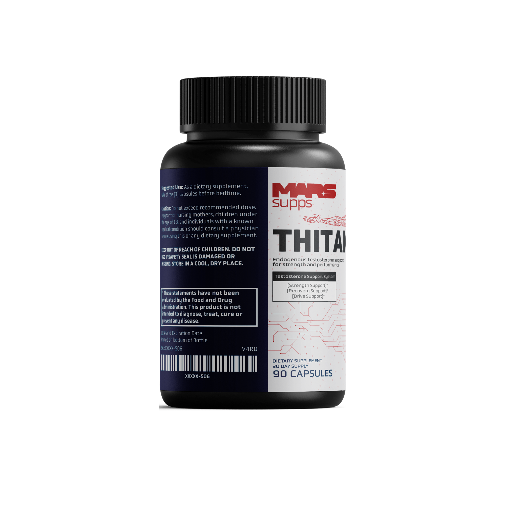 Thitan testosterone support capsules, angled view